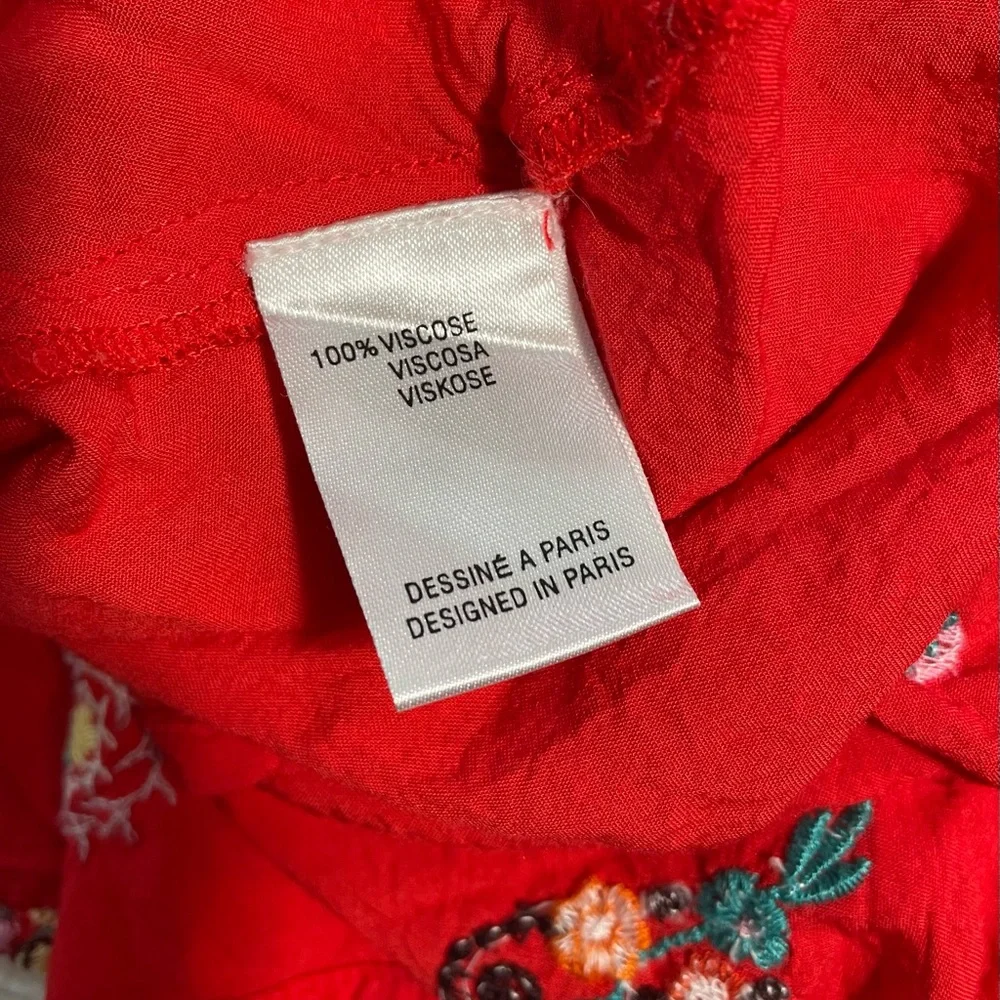 Antik Batik Red Houla Embroidered Voile Blouse - Picture 7 of 8